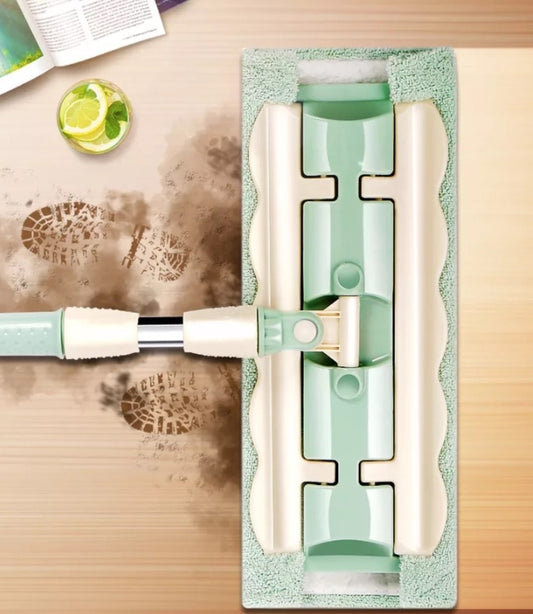 Flat Mop with Stainless Steel Handle with Reusable Washable Mop Cloths