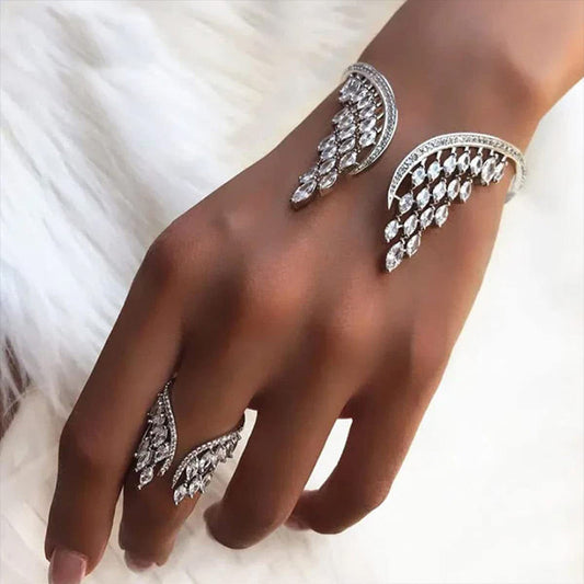 ✨New Year Offer💖✨Ring And Bracelet In Alloy With Angel Wings