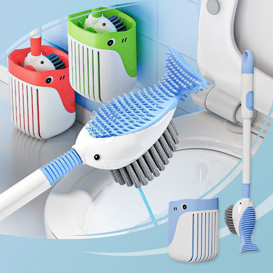 Wall-Mounted Suction Cup Toilet Cleaning Brush (with press-to-dispense cleaner)