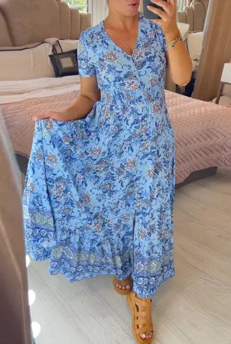 💃End of Season Sale 55% OFF🔥 Print-cozy v-neck long-dress
