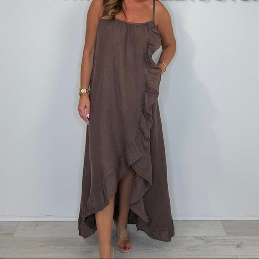 Women's Spaghetti Strap Dress with Asymmetrical Hem