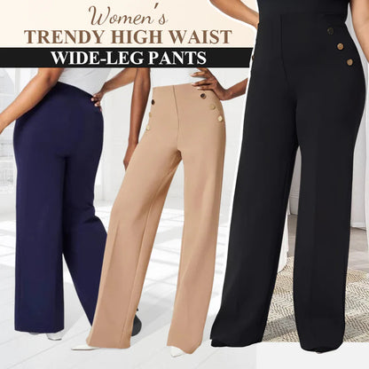 🔥Hot Sale 49% OFF🔥High Stretch Tummy Control Button Wide Leg Trousers