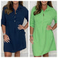 ⏳ Limited time 50% OFF💥Plus Size Shirt Dress With Rolled Up Sleeves And Pockets