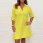 ⏳ Limited time 50% OFF💥Plus Size Shirt Dress With Rolled Up Sleeves And Pockets