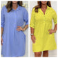 ⏳ Limited time 50% OFF💥Plus Size Shirt Dress With Rolled Up Sleeves And Pockets
