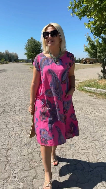 Printed Linen-Cotton Dress🥰HOT SALE -49% OFF