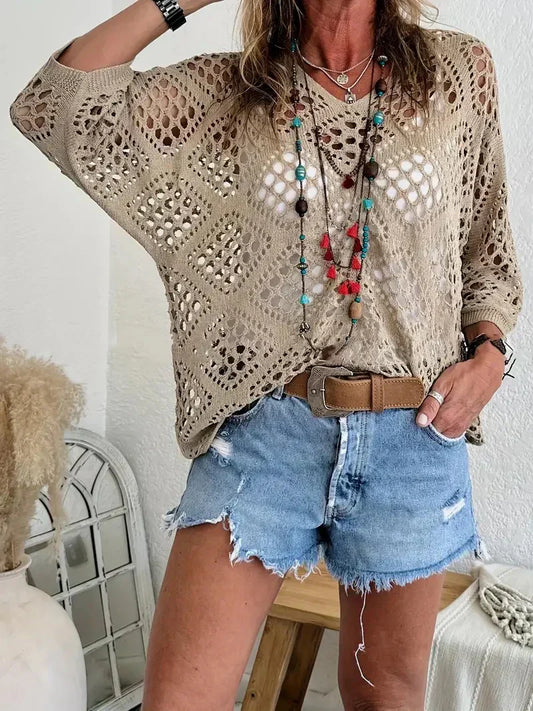 🥰Summer Sale-55% OFF💛Women's Bohemian-Inspired V-Neck Crochet Top
