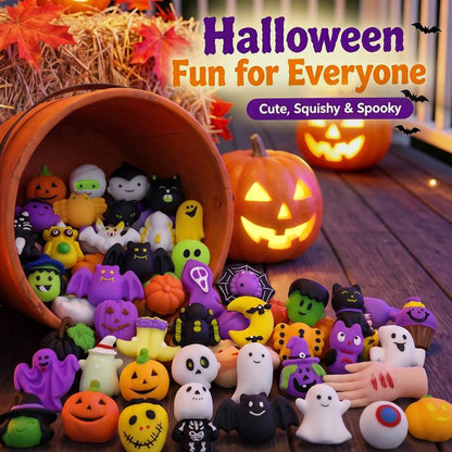 🔥✨🎃Halloween Squishies Stress Relief Toy Set, Classic Pumpkin/Ghost/Bat Shapes, Super Soft TPR Material with Elastic Squeeze Feel🧹Washable & Durable, Assorted 24/36/50pcs for Party Favors, Classroom Rewards & Trick-or-Treat🦇🪄