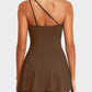 ⛱️Last Day Sale 49% OFF🔥Women One Piece Swim Dress One Shoulder Swimsuit With Skirt