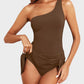 ⛱️Last Day Sale 49% OFF🔥Women One Piece Swim Dress One Shoulder Swimsuit With Skirt