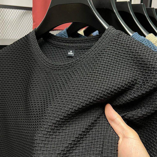 [50% OFF TODAY] Ice Silk Men's Sculpted Weave Crew Neck Tee