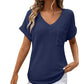 ⏰Hot Sale 65% OFF🎉Women's Waffle V Neck Short Sleeve Casual Top