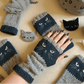 🔥Winter Hot Sale 50% off😻Cat Knitted Embroidery Fingerless Gloves - Cosy, Stylish, Casual Winter Wear