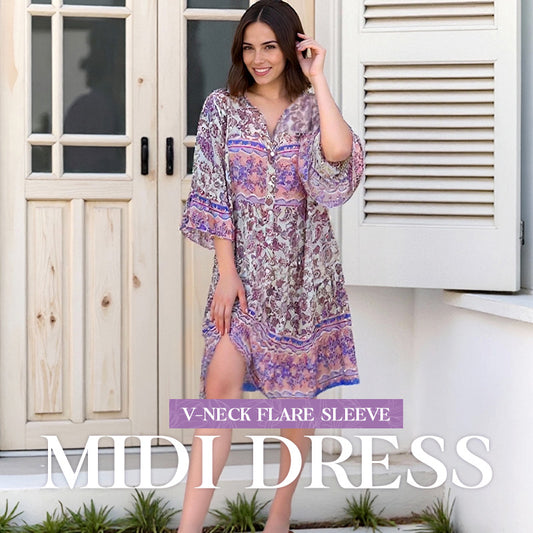 🔥Summer Sale 50% OFF✨Women Floral V-Neck Dress