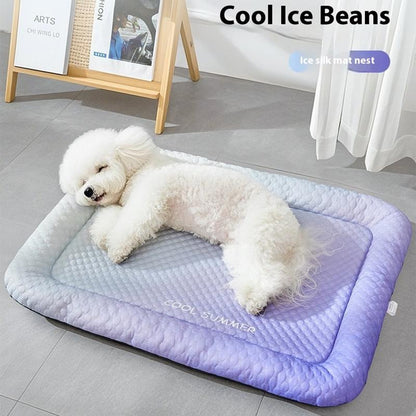 🔥Summer Hot Sale 50% OFF🧊❄️Pet Cooling Pad Mat for Dogs and Cats🐶🐱-Ice Silk Summer Cool Bed Blanket in Gradient Colours🐾
