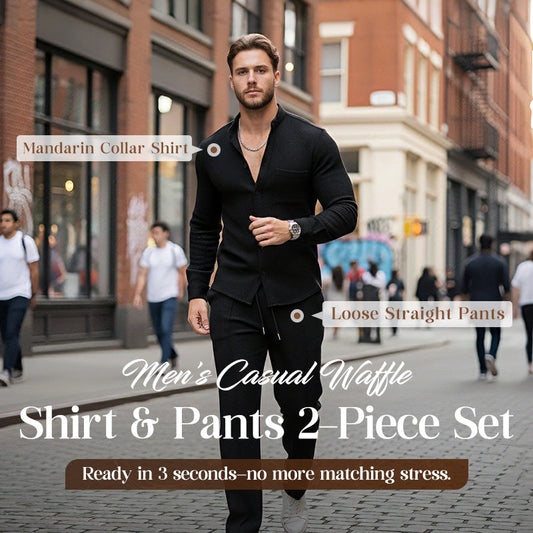 🎁2026 New Arrivals 50% OFF💥Men’s Casual Waffle Shirt Pants 2-Piece Set