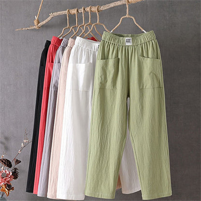 👖Last Day 50% OFF!!⏳Women's Elastic Waist Cotton Linen Loose Fit Pants