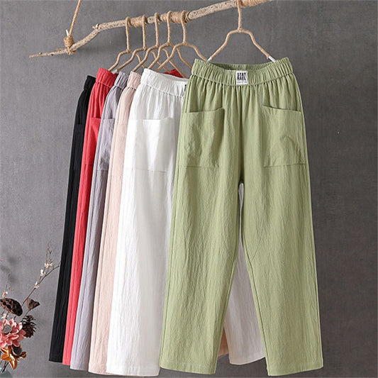 👖Last Day 50% OFF!!⏳Women's Elastic Waist Cotton Linen Loose Fit Pants