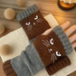 🔥Winter Hot Sale 50% off😻Cat Knitted Embroidery Fingerless Gloves - Cosy, Stylish, Casual Winter Wear