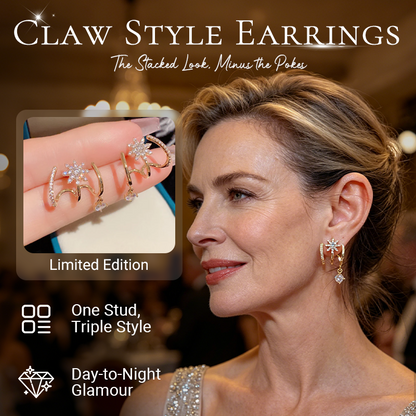 💎 Sparkling Claw Earrings for Women – Unique Claw Cuff, Dangling Gem & Versatile Style 🌟