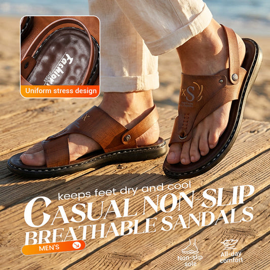 Breathable Soft Leather Outdoor Sandals for Men in Plus Sizes