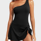 ⛱️Last Day Sale 49% OFF🔥Women One Piece Swim Dress One Shoulder Swimsuit With Skirt