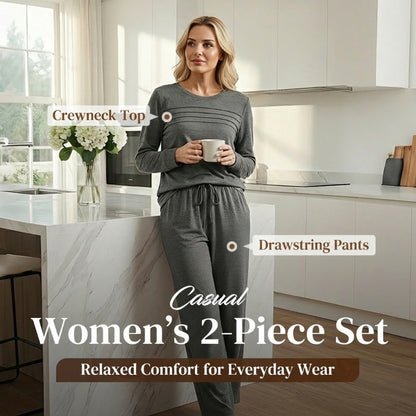 🔥 LAST DAY – 50% OFF! 💐 Women’s Crew-Neck Top & Drawstring Trousers Set