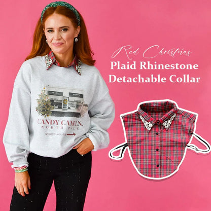 🎄 ✨Christmas Plaid Rhinestone Detachable Collar-- No More Ugly Sweaters!