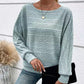 ⏳Time-limited Special 50% off⏰Solid Round-Neck Striped Top with Long Sleeves