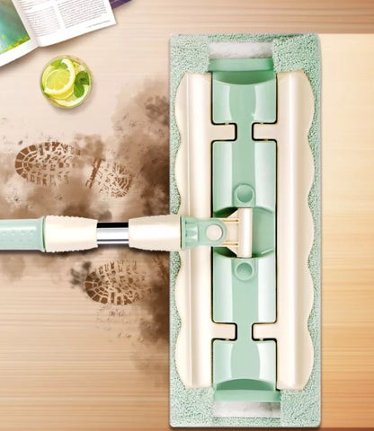 Flat Mop with Stainless Steel Handle with Reusable Washable Mop Cloths