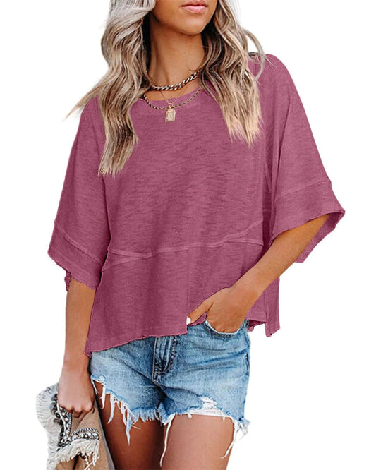 🔥Hot Sale 55% off🔥Women's Summer Casual Crewneck Batwing Half Sleeve Tee