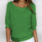 Solid color sweater with a round neckline and 3/4 sleeves
