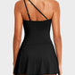 ⛱️Last Day Sale 49% OFF🔥Women One Piece Swim Dress One Shoulder Swimsuit With Skirt