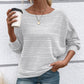⏳Time-limited Special 50% off⏰Solid Round-Neck Striped Top with Long Sleeves