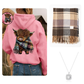 🐮Winter Hot Sale 50% OFF!!🎁Cute Highland Cow Cozy Fleece-Lined Hooded Sweatshirt
