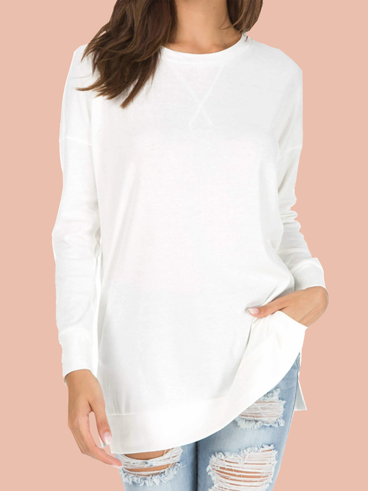 Women's Long Sleeve Side Slit Loose Tops (Buy 2 Free Shipping)