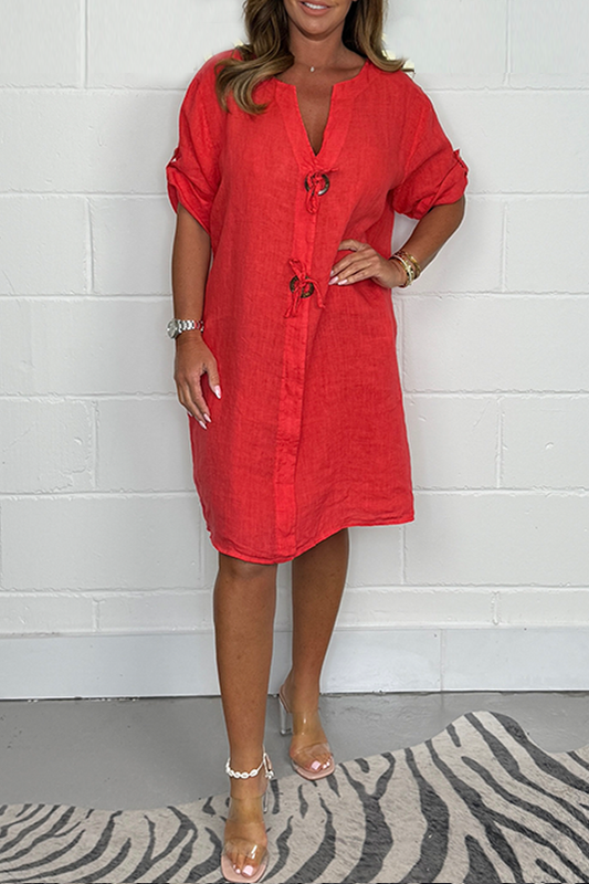 Summer Sale 49% OFF💃2025 New Plus Size Button-up Tunic Dress
