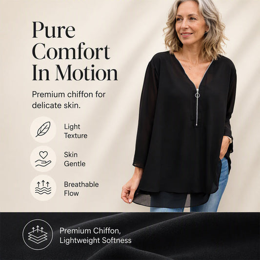 🌺50% OFF FLASH SALE! ✨Double-Layer V-neck Zipper 3/4 Sleeves Soft Tops