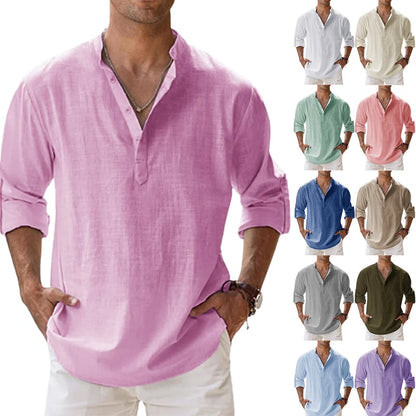 🔥Men's Cotton Linen Casual Long Sleeve Shirt