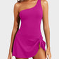 ⛱️Last Day Sale 49% OFF🔥Women One Piece Swim Dress One Shoulder Swimsuit With Skirt