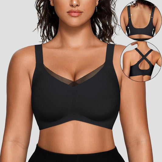 🎉🏆️Women Wireless V Neck Crossover Comfortable Bralette Supportive Bra
