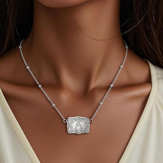🎁Last Day 49% OFF🔥Women's Belt Buckle Initial Necklace
