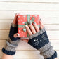🔥Winter Hot Sale 50% off😻Cat Knitted Embroidery Fingerless Gloves - Cosy, Stylish, Casual Winter Wear