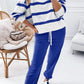 Last Day Sale💕Women's Stripe Drop Shoulder Pullover and Jogger Pants Set✨