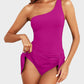 ⛱️Last Day Sale 49% OFF🔥Women One Piece Swim Dress One Shoulder Swimsuit With Skirt