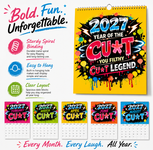 💥Early Bird Sale — 50% OFF🎁2027 Year of the Cunt Wall Calendar – Bold Graffiti Humor Calendar📆🌟