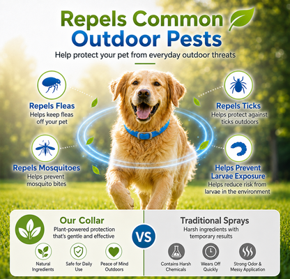 ⏰LIMITED TIME 50% OFF!🔥50K+ SOLD! Natural Essential Oil Pet Pest Repellent Collar - Adjustable Fit & Lightweight