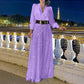 Elegant long-sleeved blouse and wide sequinned jumpsuit trousers(free belt)