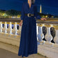 Elegant long-sleeved blouse and wide sequinned jumpsuit trousers(free belt)