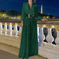 Elegant long-sleeved blouse and wide sequinned jumpsuit trousers(free belt)